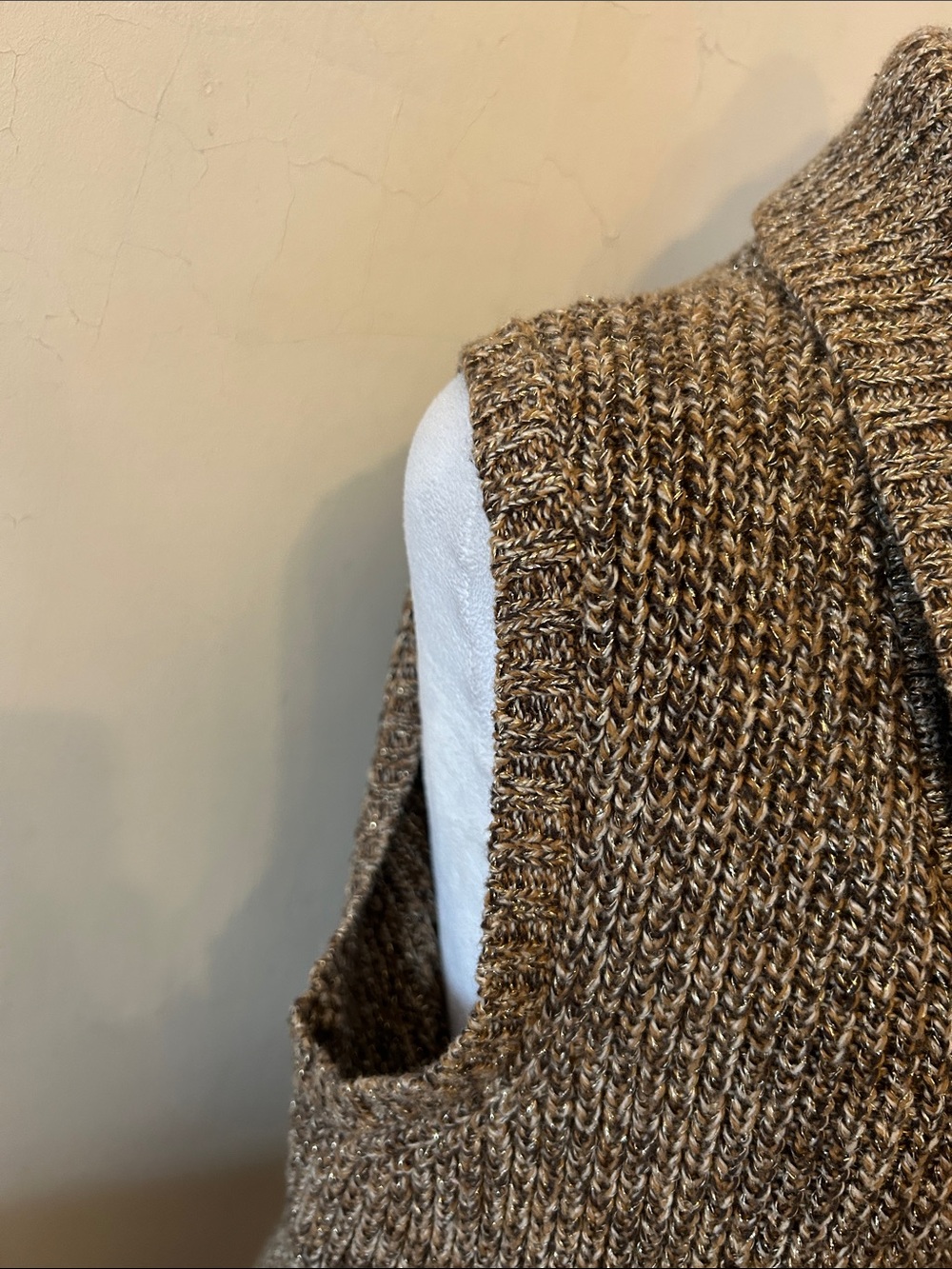 Charter Club Brown Metallic Shawl Collar Sleeveless Cardigan Size XL EUC - Picture 3 of 8